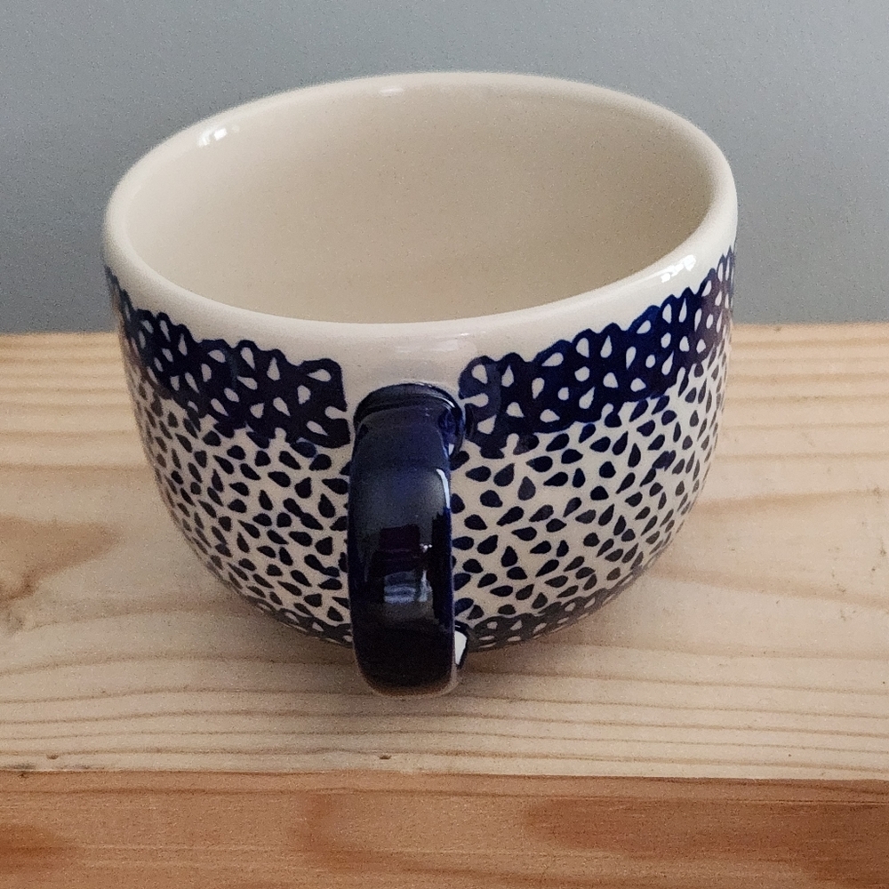Handmade in Poland Ceramic Blue Speckled Pottery Glazed Mug NWOT - Picture 2 of 12